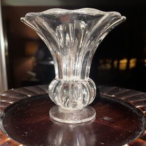 Heisey Crystolite Crystal Vase 5” Tall Flared Rim Short Stem Vintage Vase